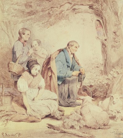 Saying a prayer before going to market by Petrus Kremer